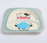 4611371 Набор бамбуковой посуды "Коровка", тарелка, миска, стакан, приборы, 5 предметов