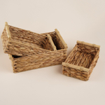Набор корзин для хранения ручного плетения, водный гиацинт, 3 шт: от 27х16х9 до 35х24х13 см