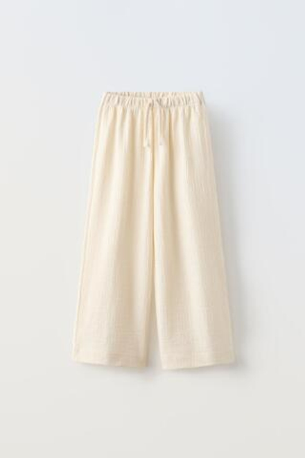 ZARA ОДНОТОННЫЕ БРЮКИ ИЗ КРЕПА, ЭКРЮ
