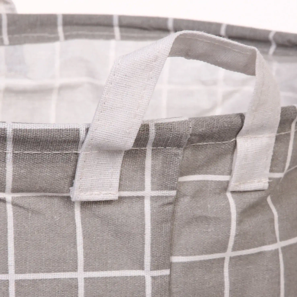 Корзина для белья складная круглая Коричневая клетка 44*34 см