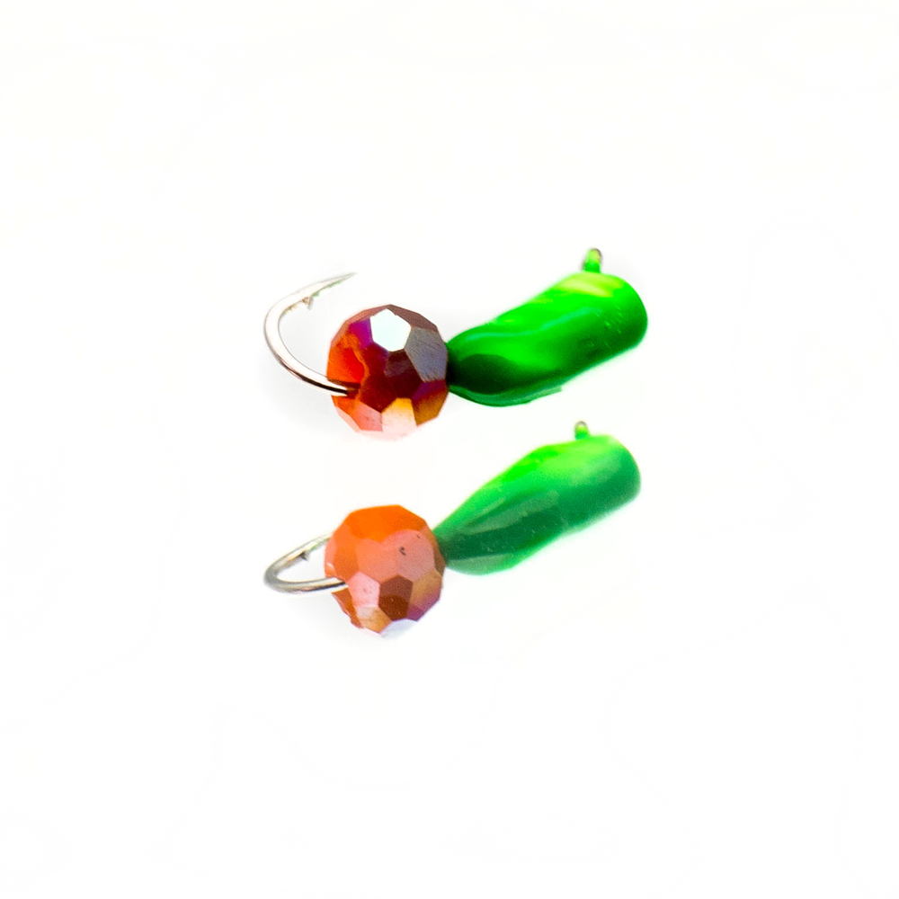 Мормышка True Weight "Гвоздешарик", Зеленый, шарик многогранный Оранжевый