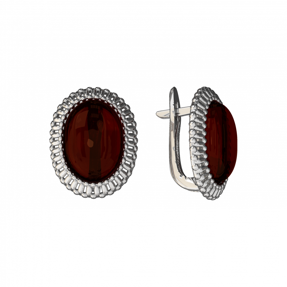 Серьги винтажные с вишневым янтарем