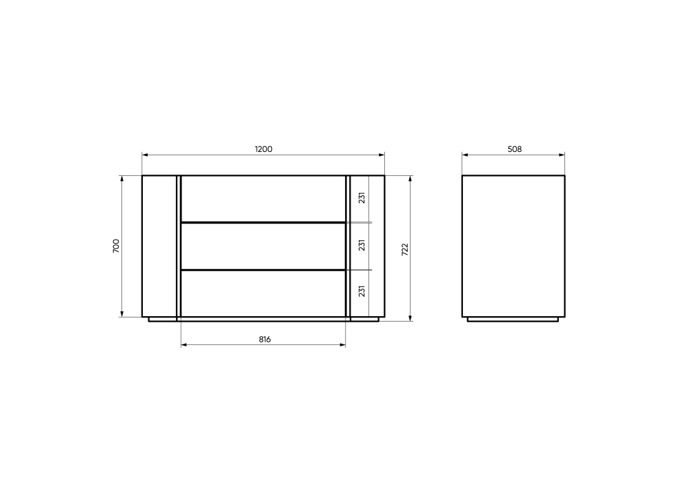 Комод Lagom 3 ящика ширина 120 см (орех, камень OV2)
