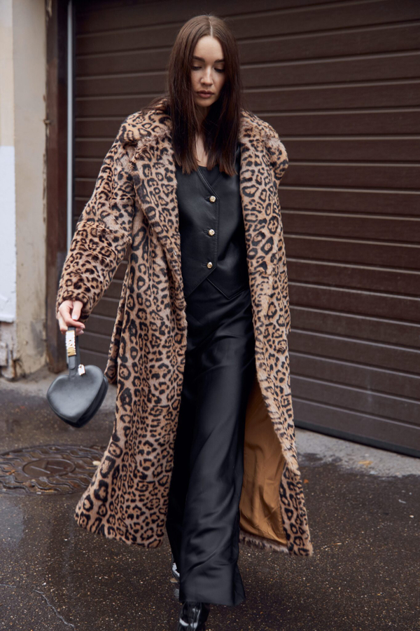 Шуба леопард коричневая