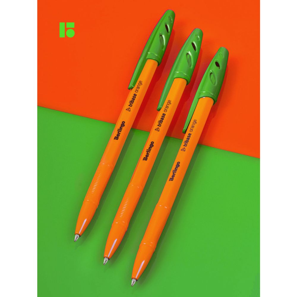 Ручка шариковая Berlingo "Tribase Orange" зеленая, 0,7мм