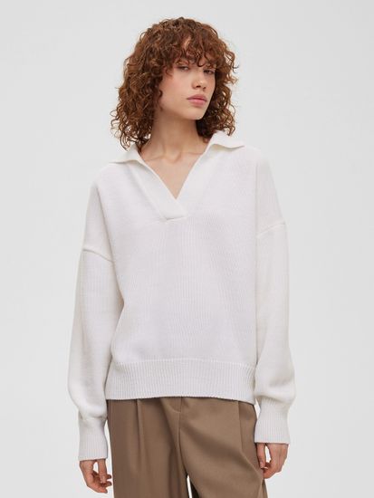 AIM свободного кроя, белый. 50% шерсть мериноса.