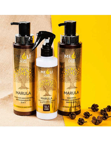 Маска для роста волос с маслом Марулы 2 в 1 "Сила и блеск", MEOLI, 400 мл