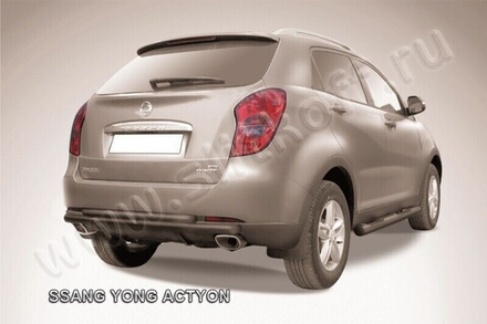 Защита заднего бампера SsangYong Actyon (2010-2013) d57+d42 длинная черная