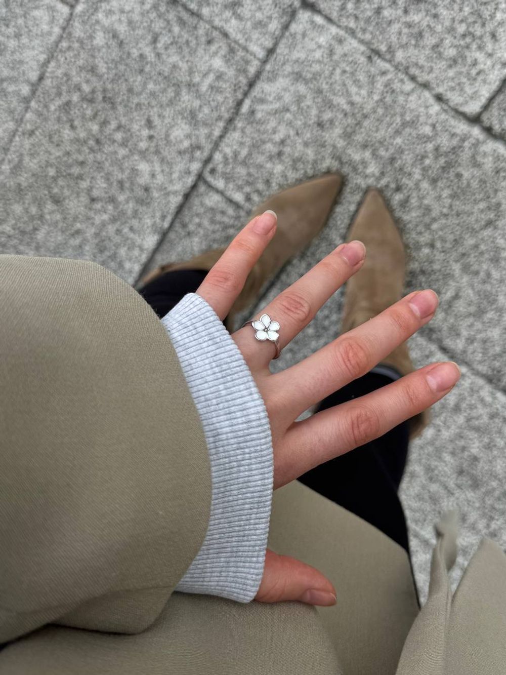 Кольцо Lilac 5, белая эмаль, разъемное