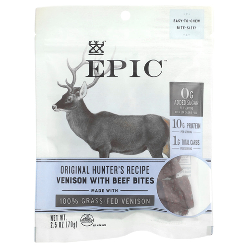 Epic Bar, Bites, оленина с кусочками говядины, 70 г (2,5 унции)
