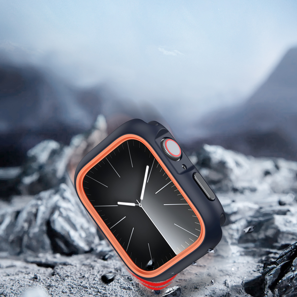 Чехол-бампер для часов Apple Watch 44мм для моделей 4, 5, 6 и SE черный с оранжевыми вставками (Midnight/Orange), от Dux Ducis, серия Bamo Series Case