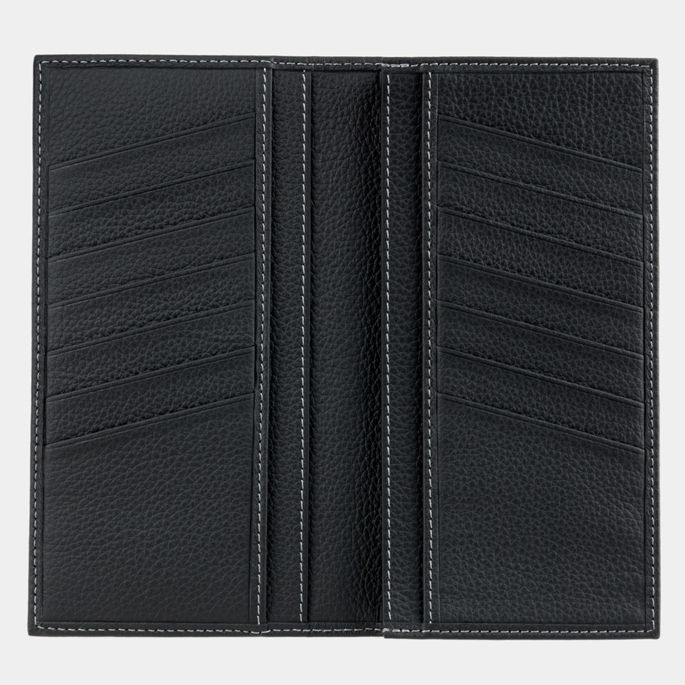 Мужской кожаный кошелек, теленок черного цвета