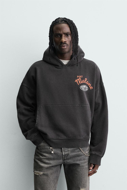 ZARA ХУДИ С ГРАФИЧЕСКИМ ПРИНТОМ POST MALONE™, ЧЕРНЫЙ