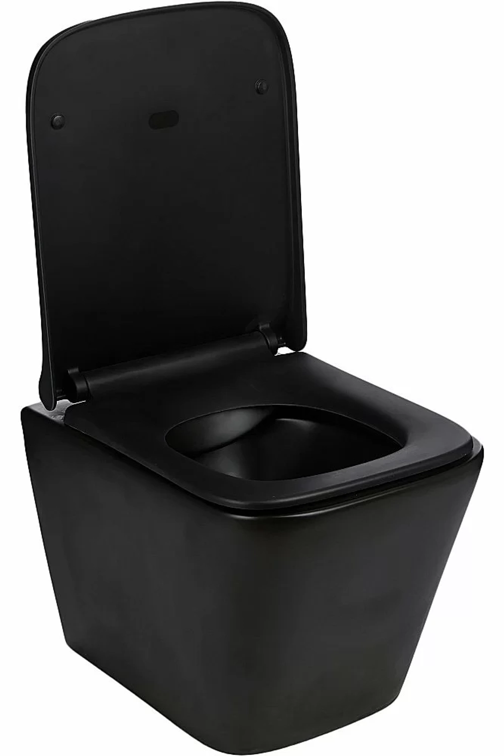 Комплект унитаза WeltWasser AMBERG 404 + GELBACH 002 MT-BL + AMBERG RD-BL черный матовый, безободковый, с крышкой микролифт, с бачком скрытого монтажа и черной кнопкой