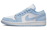 Jordan Air Jordan 1 low "aluminum" leather non-slip wear-resistant lightweight low-cut retro basketball shoes women's North Carolina blue