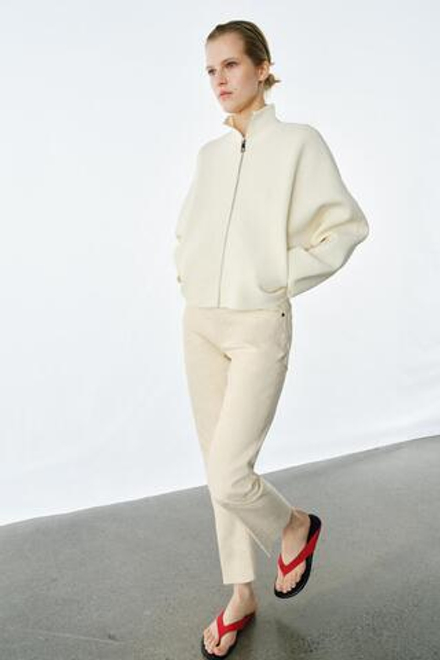 ZARA КАРДИГАН НА МОЛНИИ, ЭКРЮ