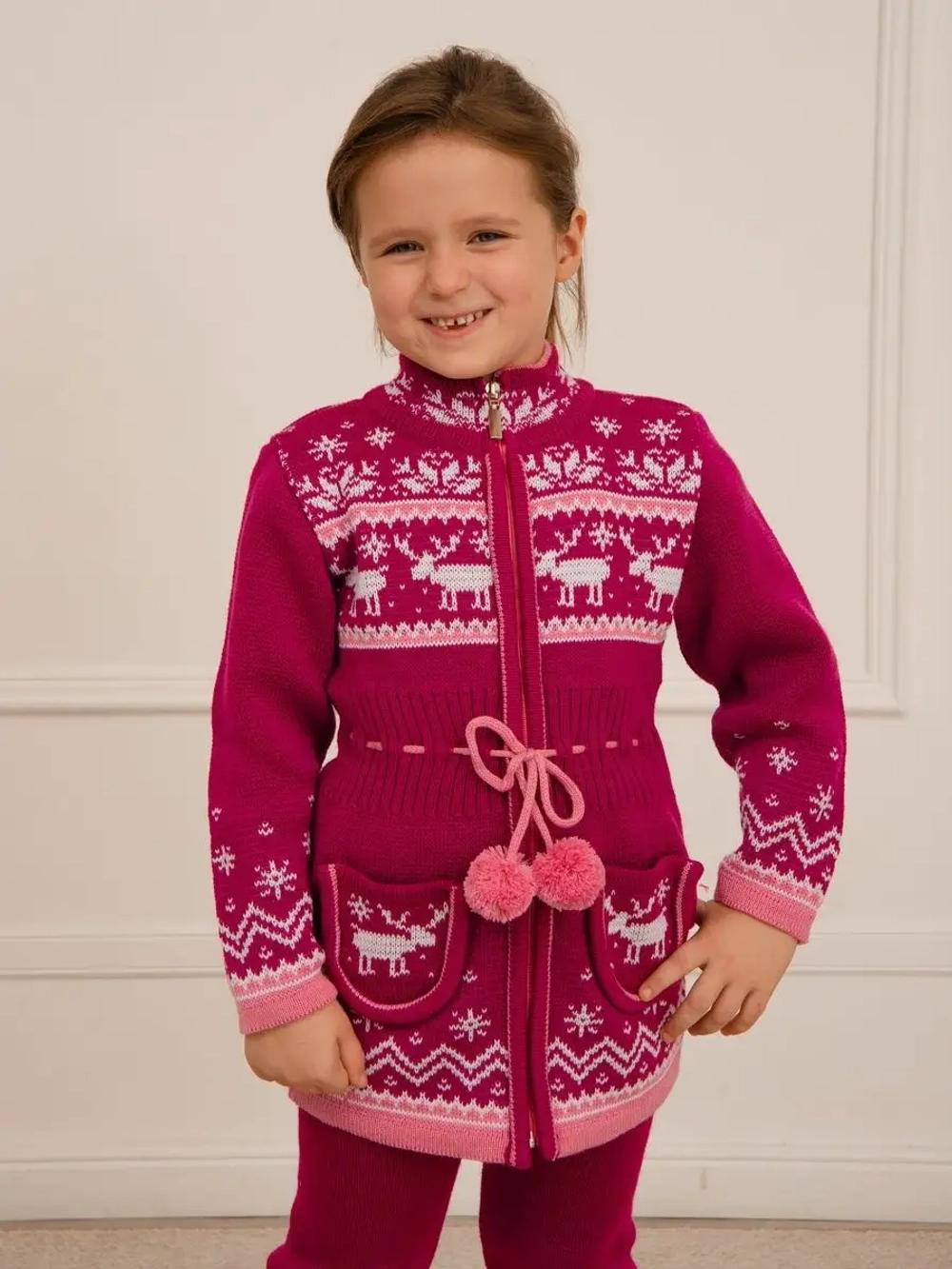 Кардиган вязаный на молнии для девочки