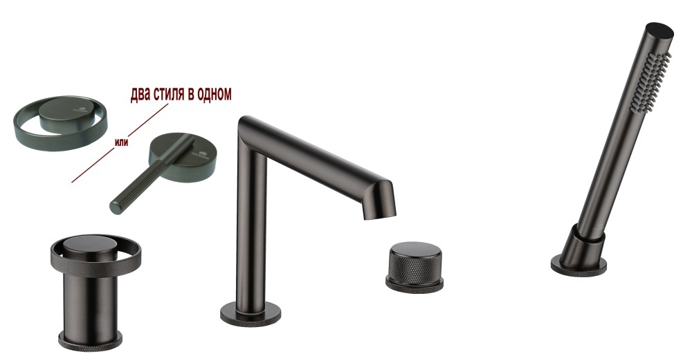 19133-Q Смеситель на борт ванны (4-отв,ГРАФИТ)  GANZER (6/1шт)