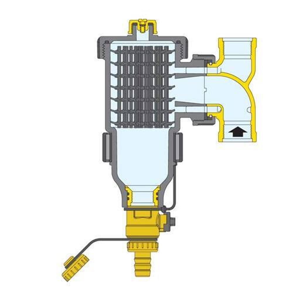 Сепаратор шлама Caleffi 5453 DIRTMAG - 1" (ВР/ВР, PN3, Tmax 90°C, с магнитом, угловое исполнение)