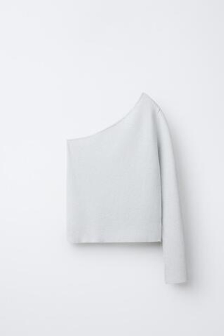 ZARA СВИТЕР АСИММЕТРИЧНОГО КРОЯ С БЛЕСКОМ, СЕРЕБРИСТЫЙ