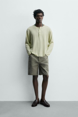 ZARA ДЖИНСОВЫЕ ШОРТЫ REGULAR FIT, ЗЕЛЕНЫЙ/СЕРЫЙ