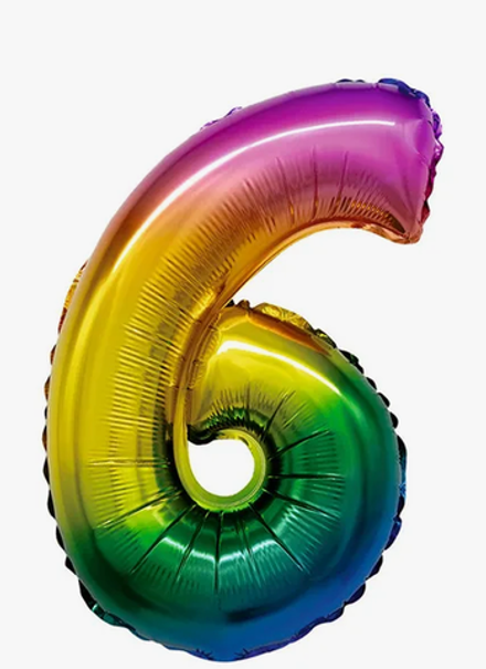 К 34" Цифра 6 Радужный Градиент 86 см.