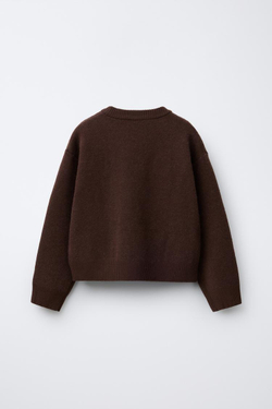 ZARA СВИТЕР С УЗОРОМ «РОМБЫ» И БАНТАМИ, КОРИЧНЕВЫЙ