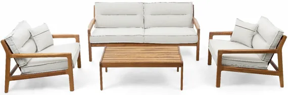 Комплект мебели Verda из массива ироко, диван, 2 кресла, столик