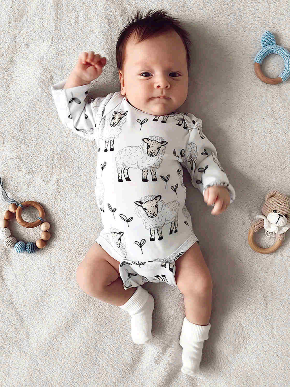 Боди Mjölk Овечки с длинным рукавом, уценка