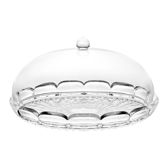Блюдо сервировочное с крышкой vanity, D30 см, прозрачное