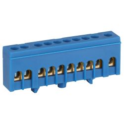 Шина ЭРА NO-224-99 N ноль в изолированном корпусе на DIN-рейку ШНИ-6х9-10-Д синий | Шины N, PE, PEN