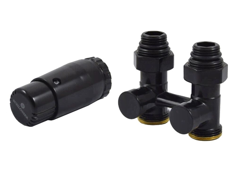 Комплект узла нижнего подкл SCHLOSSER прямой STANDARD 3/4quot; (Ral 9005) с термогол. М30х1,5, ниппеля 1/2quot;Х3/4quot;