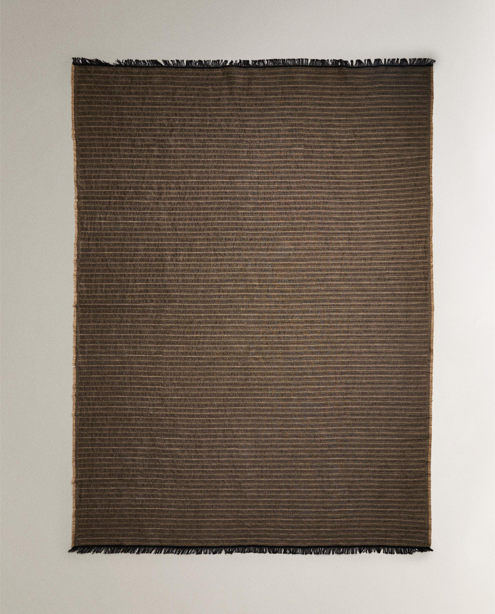Zara Home плед из хлопка, серый, в полоску, 140x190 см