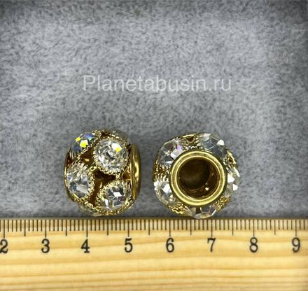 Бусина люкс (Корея) ажурная с крупным цирконом 0429