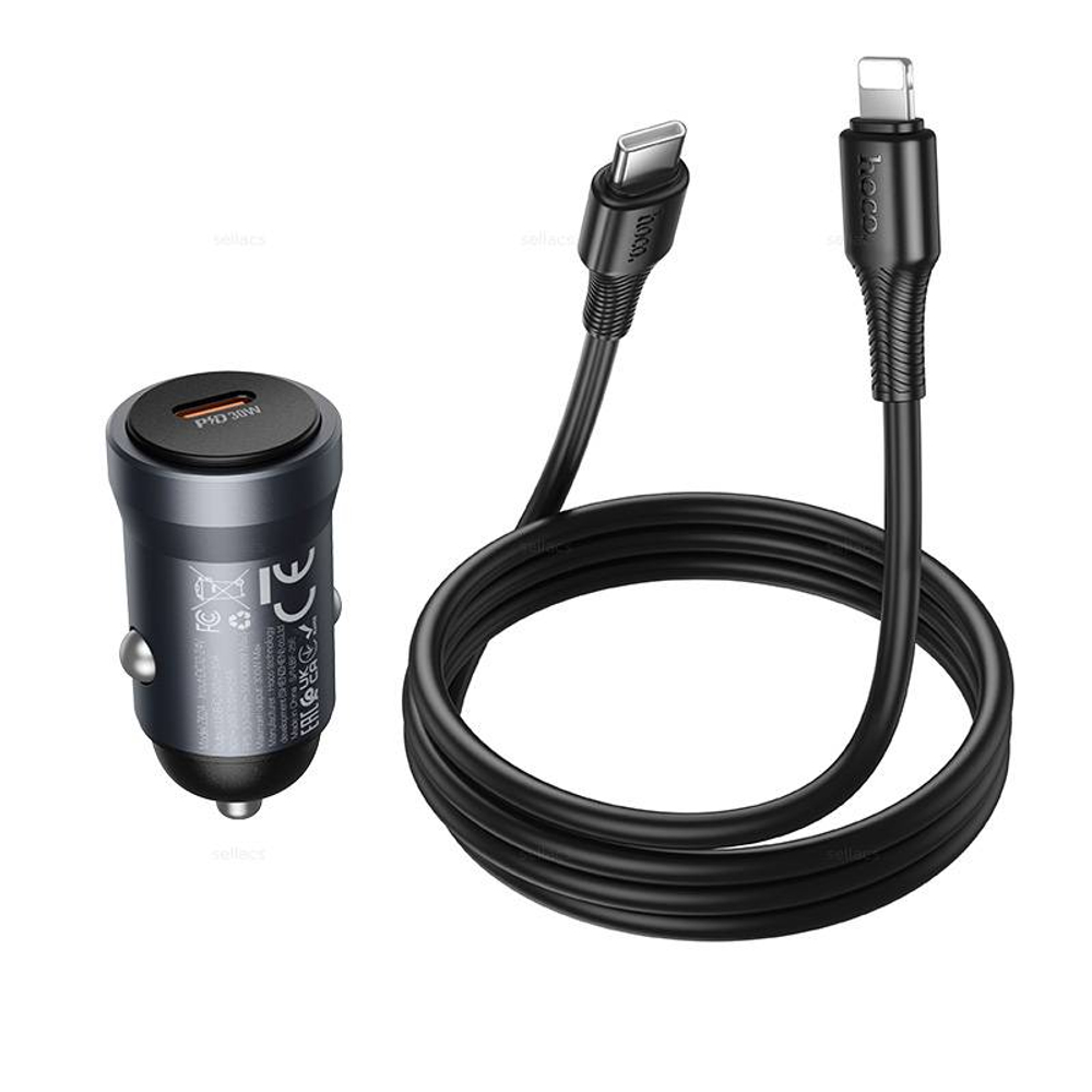 Автомобильное зарядное устройство для Lightning Hoco Z62A PD30W (metal grey)