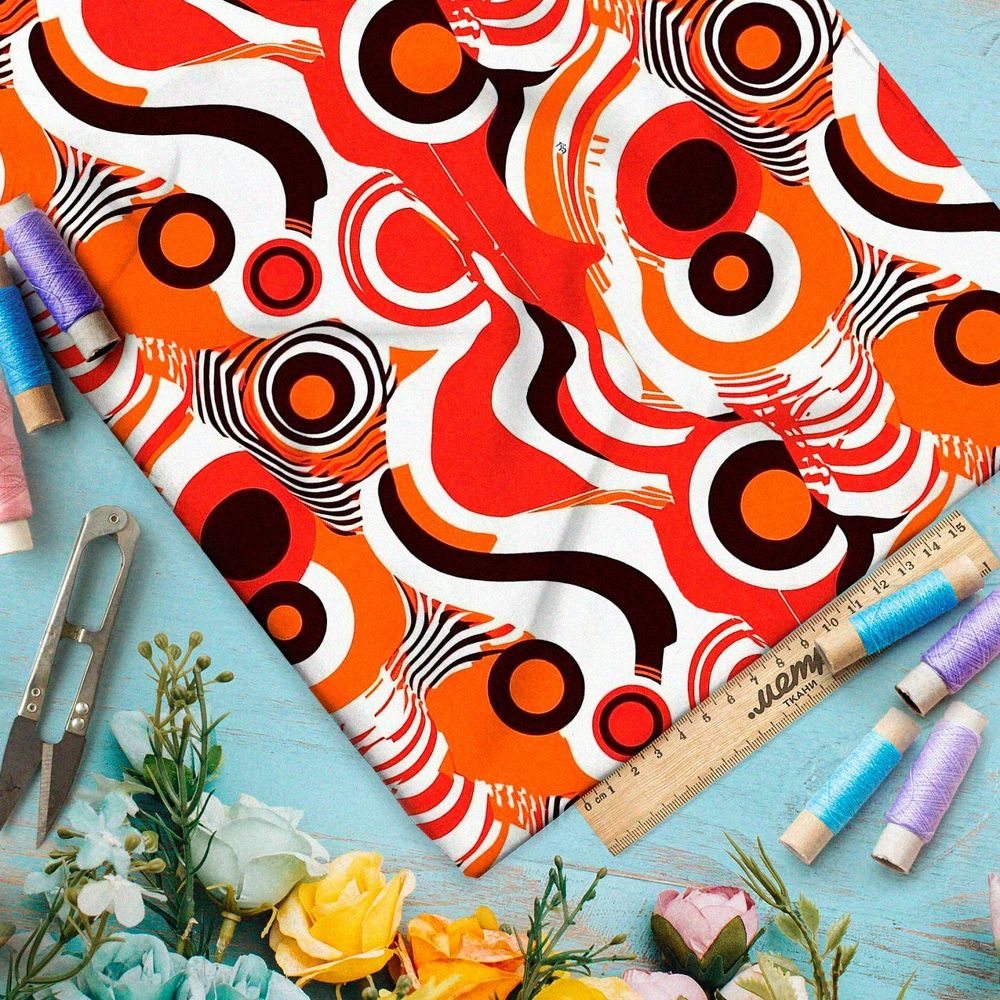 Ткань премиум дюспо футуристическая иллюзия