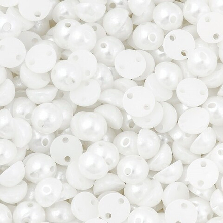 Полубусина под жемчуг, круглая, 6мм (пришивная) цв.белый, уп.20 штук