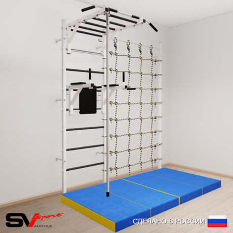 Шведская стенка Sv Sport усиленная 64040 (Турник рукоход/Брусья/Канат/Мат 2м/Канатный лаз)