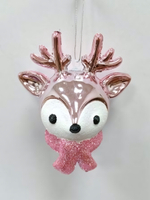 Елочная игрушка "Новогодний олененок" 7*11*20 см, розовый (Серпантин)