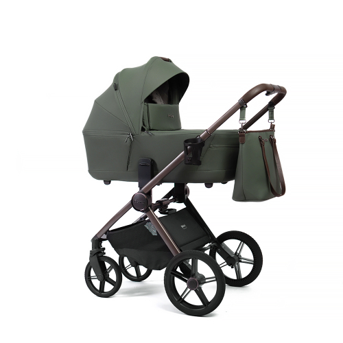 Коляска 2 в 1 Peppy Monaco thermo Green (зеленый), рама серо-коричневая