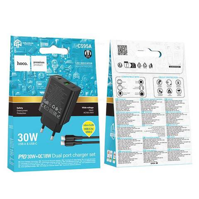 Hoco CS95A Leader PD30W+QC3.0 зарядное устройство набор (Type-C на Type-C)