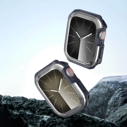 Чехол-бампер с темно-синими вставками от Dux Ducis для часов Apple Watch 45мм на модели 7, 8 и 9 серии, серия Tamo Series Case