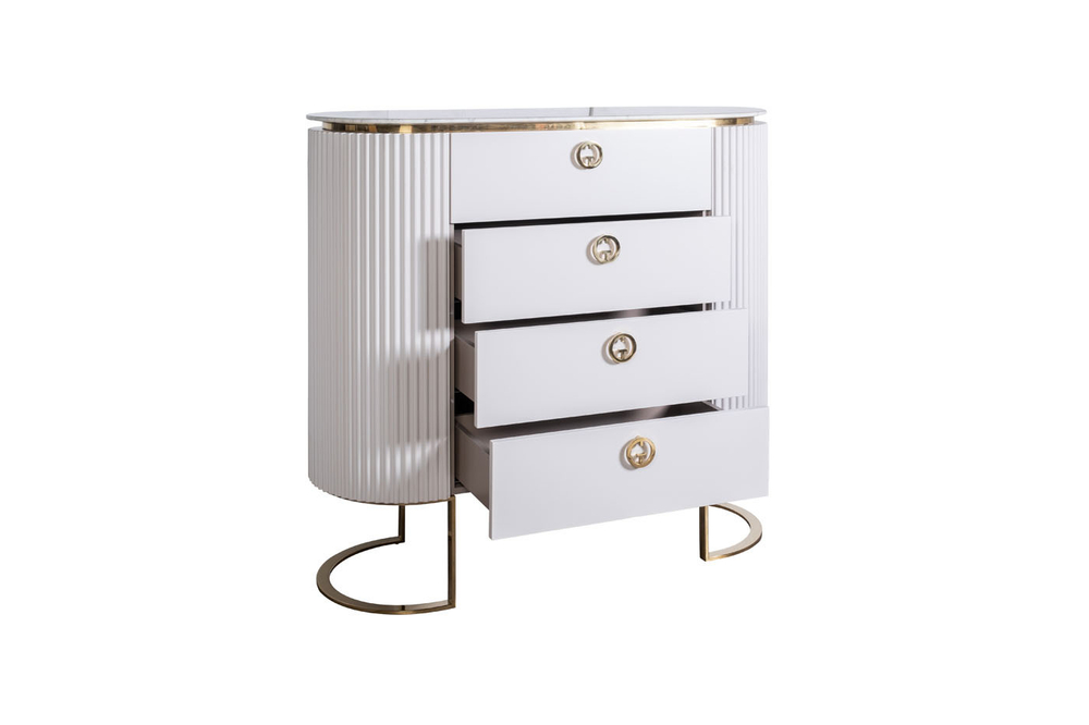 Комод с мраморной столешницей 110x47x117см Garda Decor Luciano белый