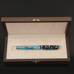 Ручка с колпачком с ручной росписью Палех "Парусник"