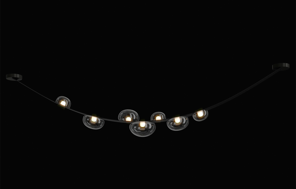 Светильник подвесной Crystal Lux BOSQUE SP7 L3000 BLACK/TRANSPARENT