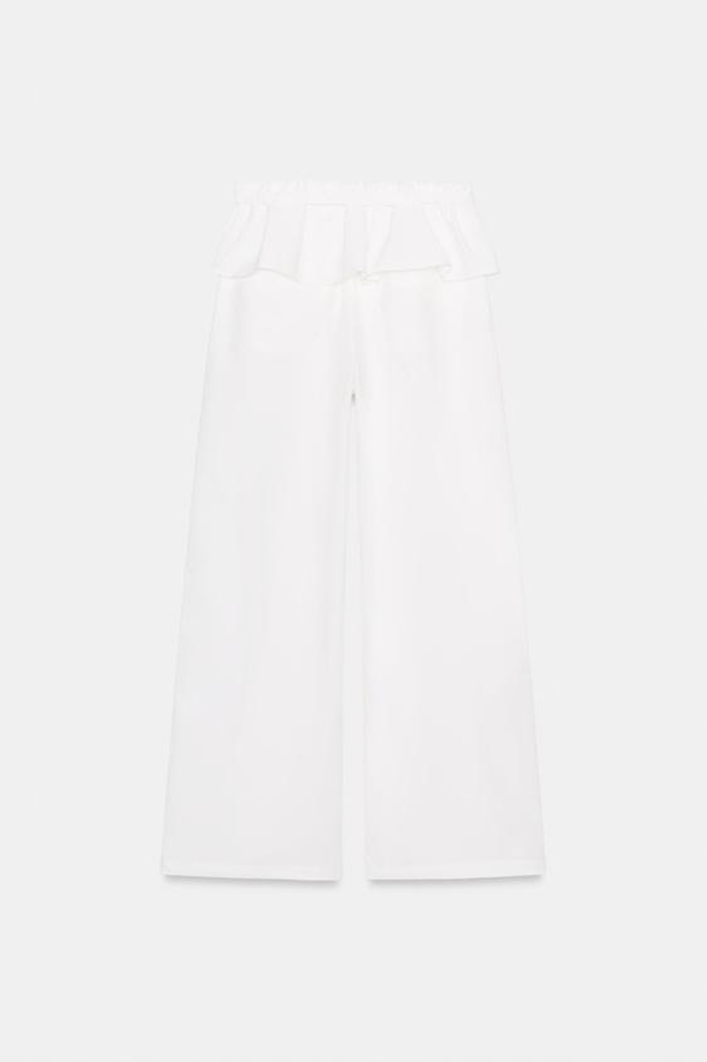 ZARA БРЮКИ ИЗ НЕЙЛОНА С НАКЛАДНЫМ ПОЯСОМ, БЕЛЫЙ