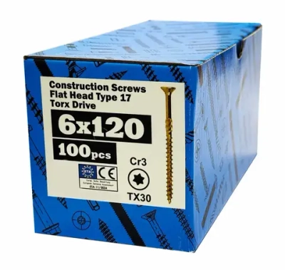Конструкционный саморез по дереву 6х120 потай, (100 шт)