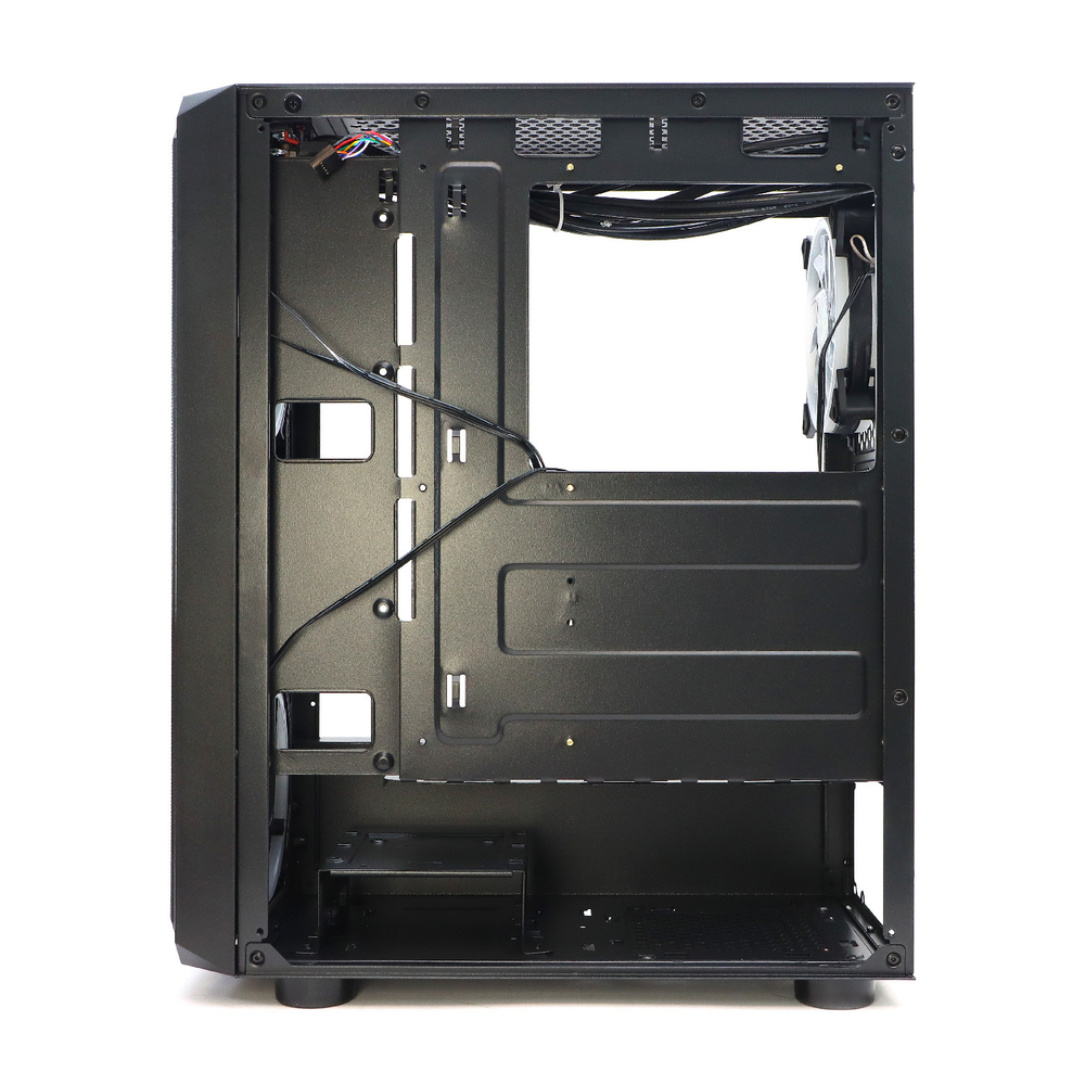 Корпус BaseTech eXtreme GFX-03, Без БП, ATX, чёрный, 4xFRGB FAN, 2xUSB2, 1xUSB3, бок: закалённое стекло (BT-GFX-03-MESH-4F-RGB)