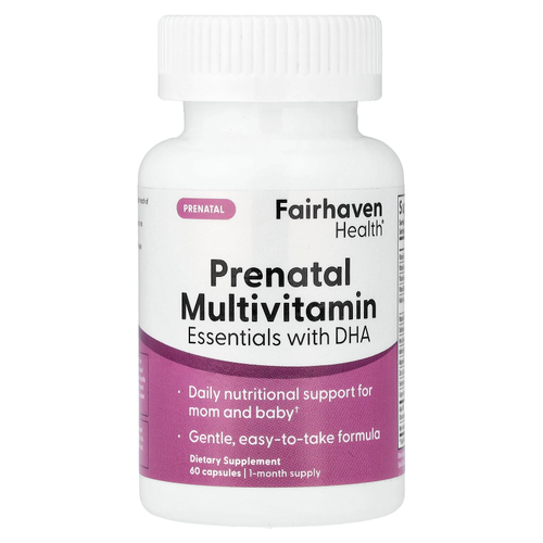 Fairhaven Health, мультивитаминный комплекс для беременных с ДГК, лимонная эссенция, 60 капсул