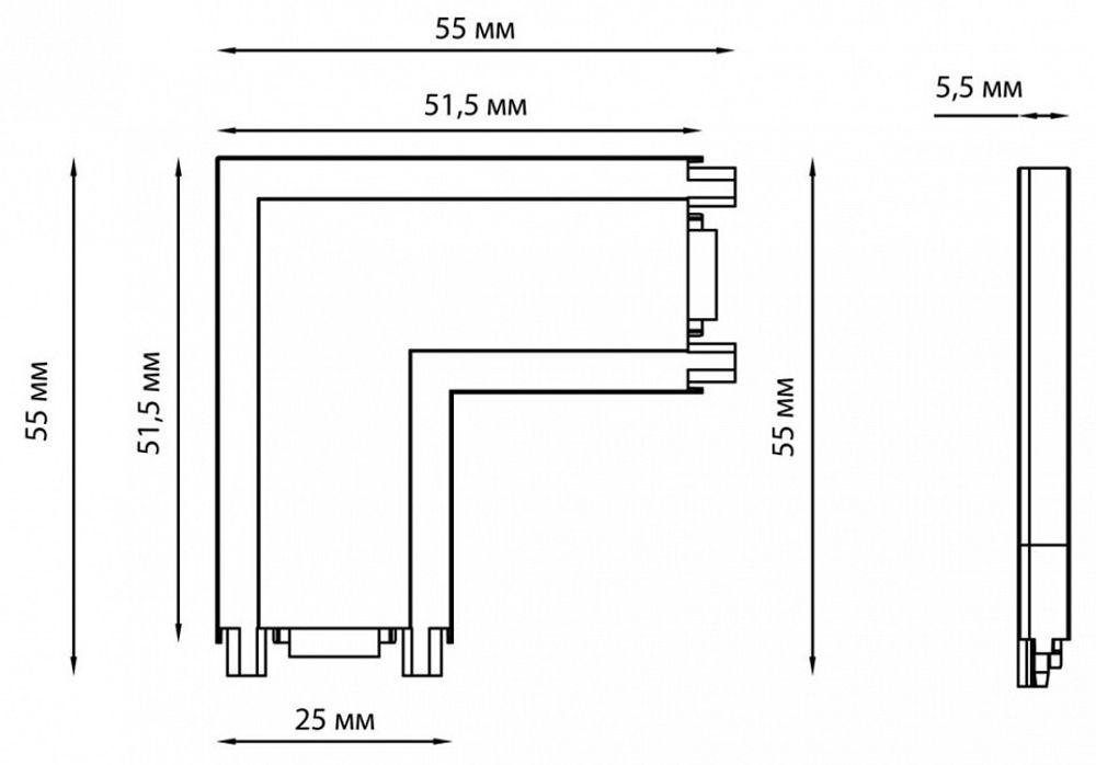 Соединитель угловой L-образный для треков накладных Novotech Smal 135205